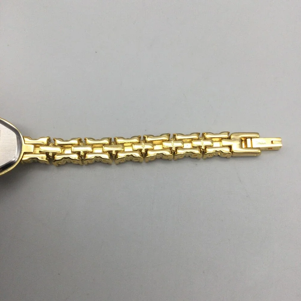 Adolfo Womens Watch 17mm Ovall Gold Tone Crystal Bracelet New Battery 6.5